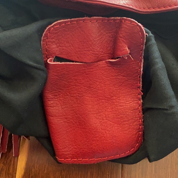 Red Leather Shoulder Bag - from Paris! - Picture 6 of 9